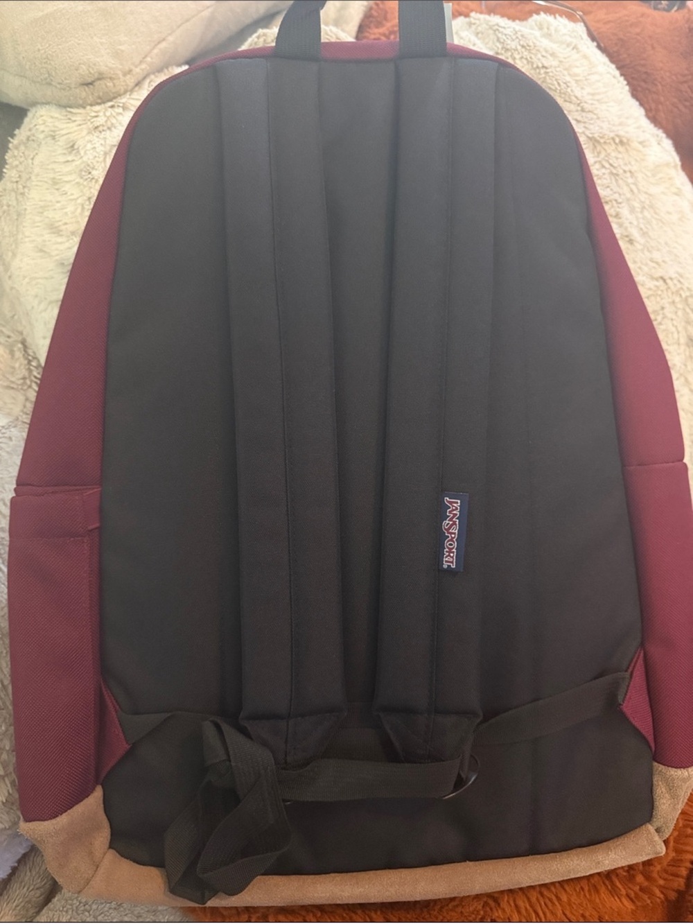 Jansport Burgundy Daily Backpack with Suede Base - Picture 2 of 4